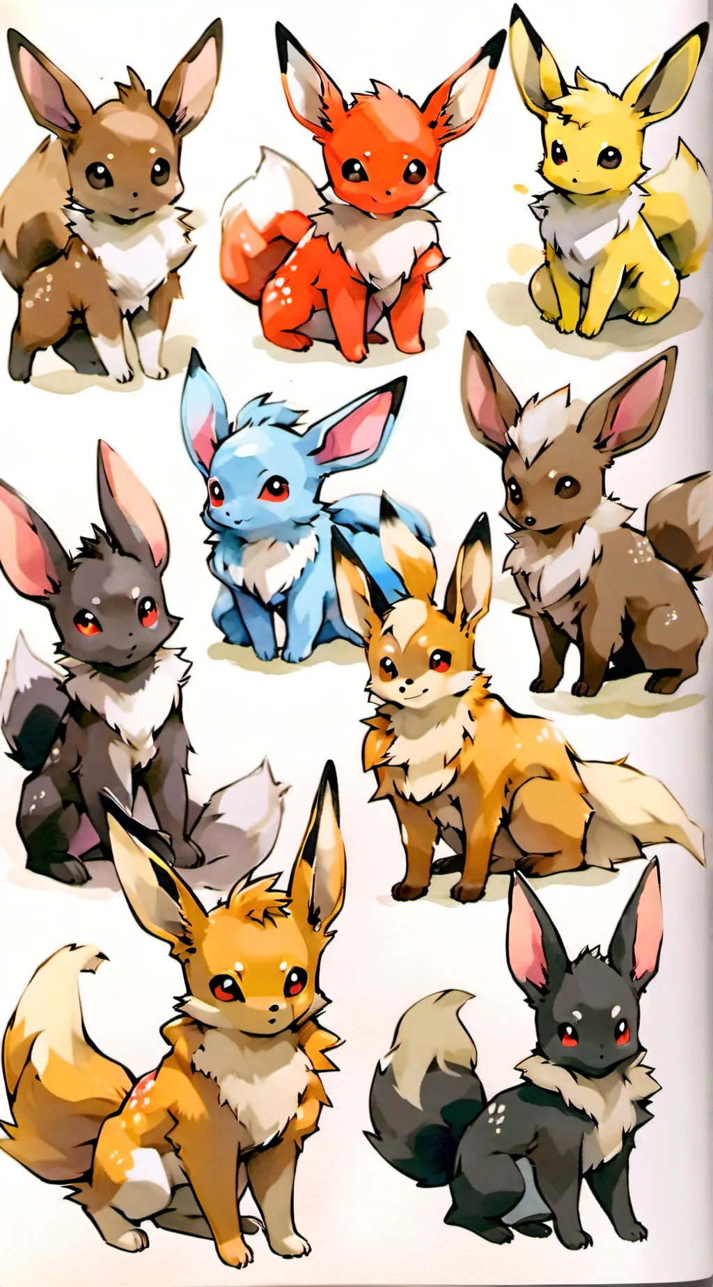 ai character: eeveelutions background