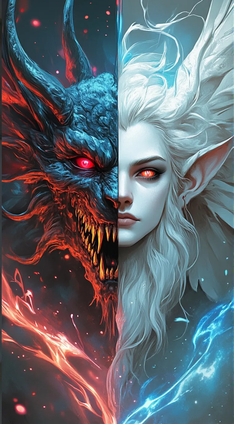 ai character: Devil & Angel background