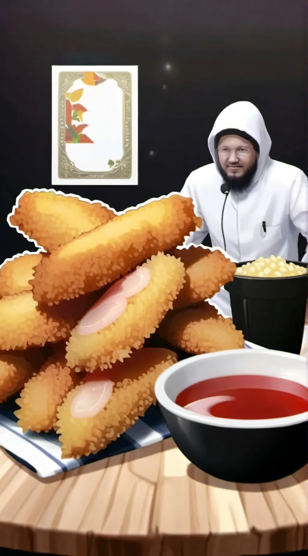 ai character: chicken nugget background