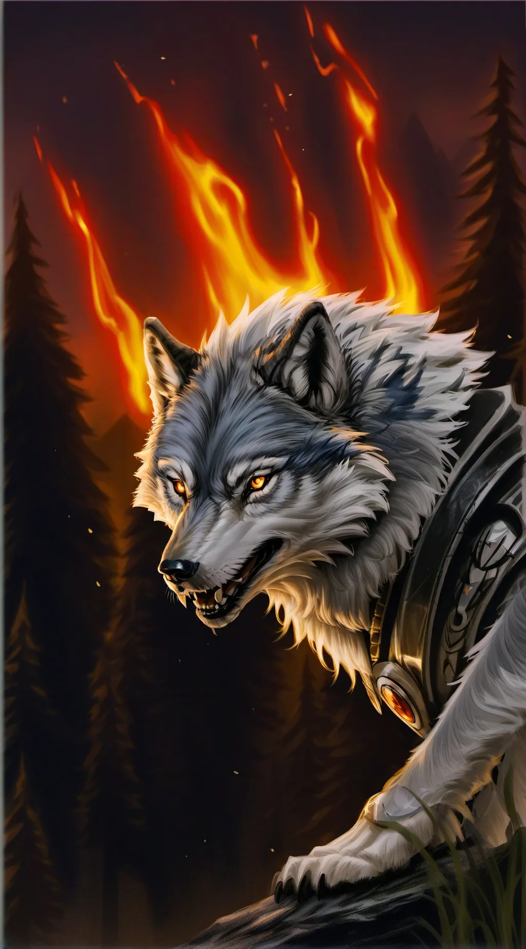 ai character: Fire background