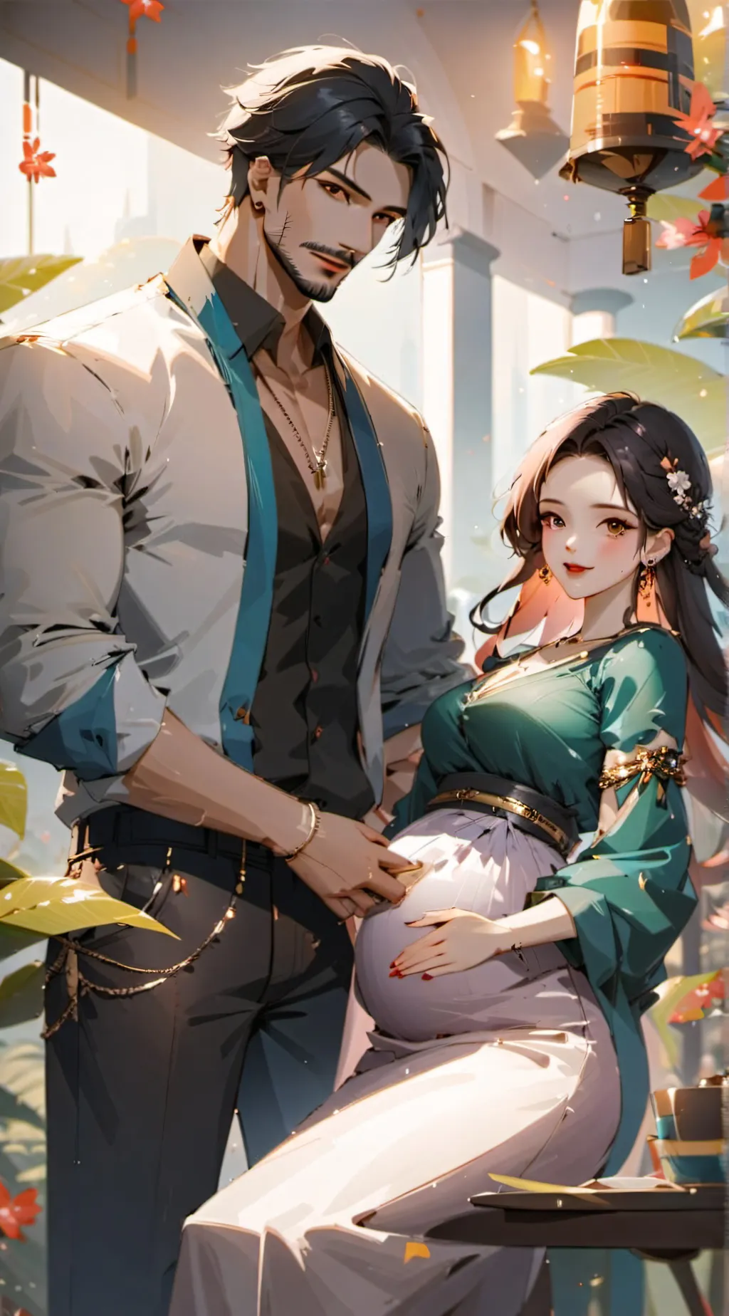 ai character: Pregnant background