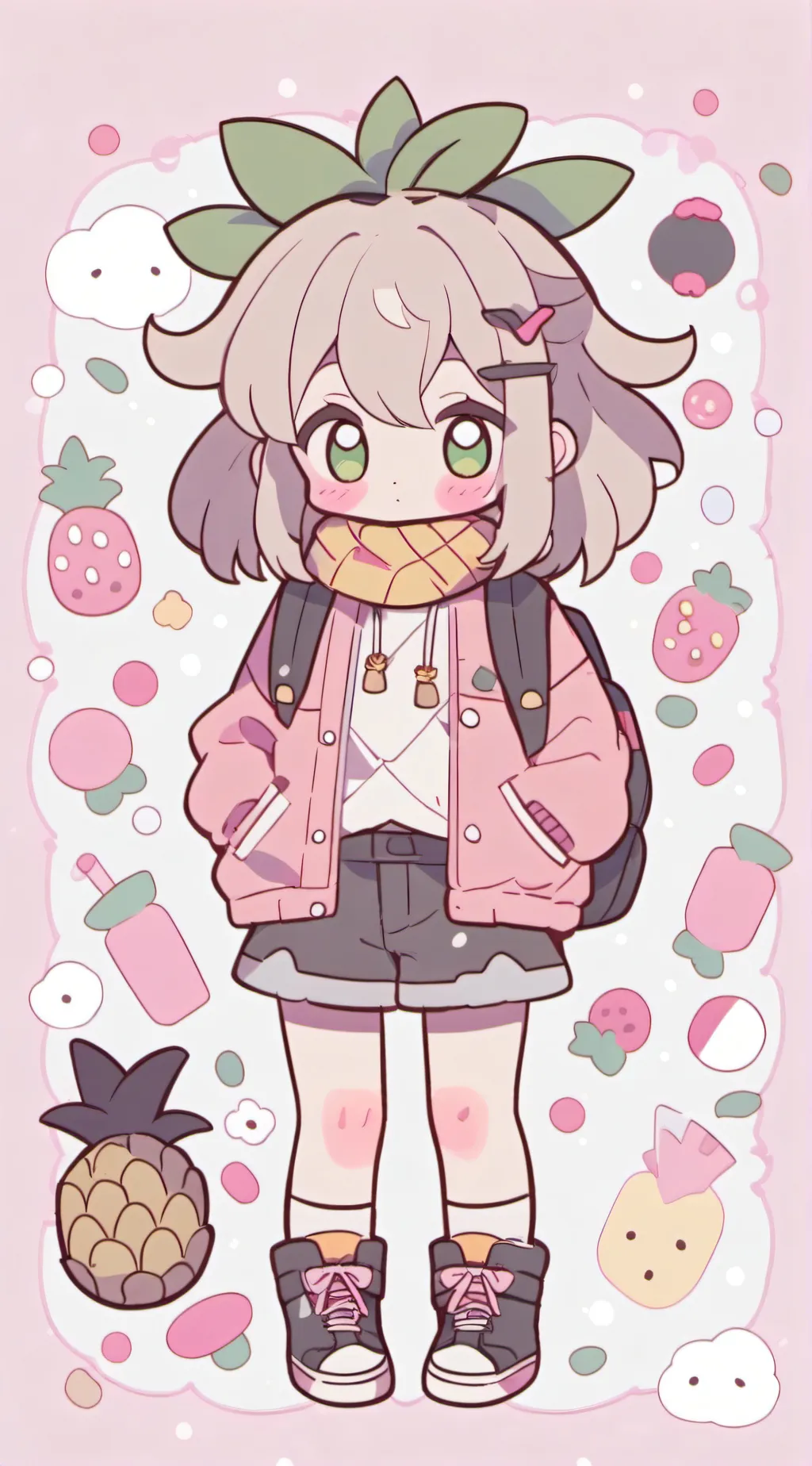 ai character: strawberry girl🍓 background