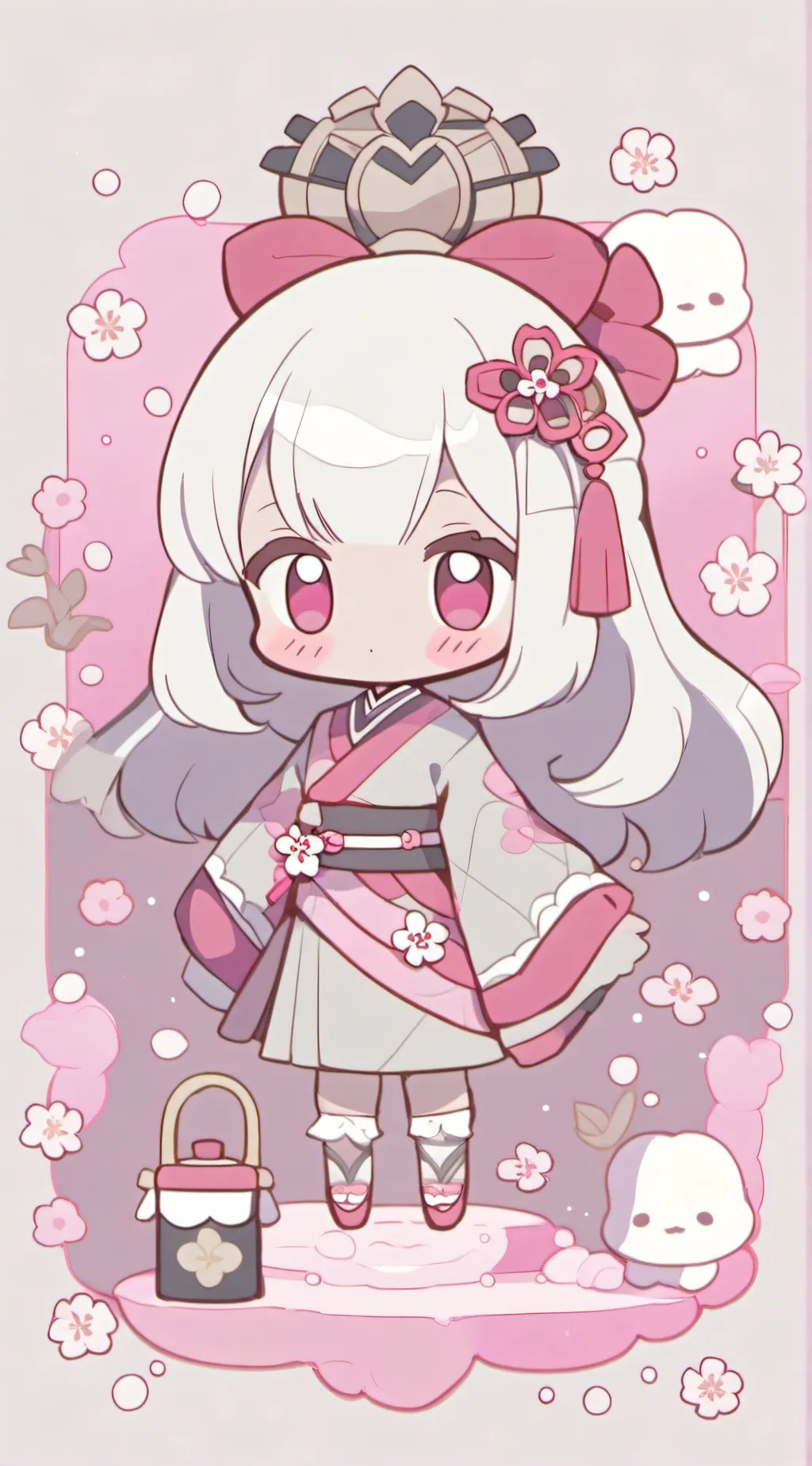 ai character: Japanese blossom background