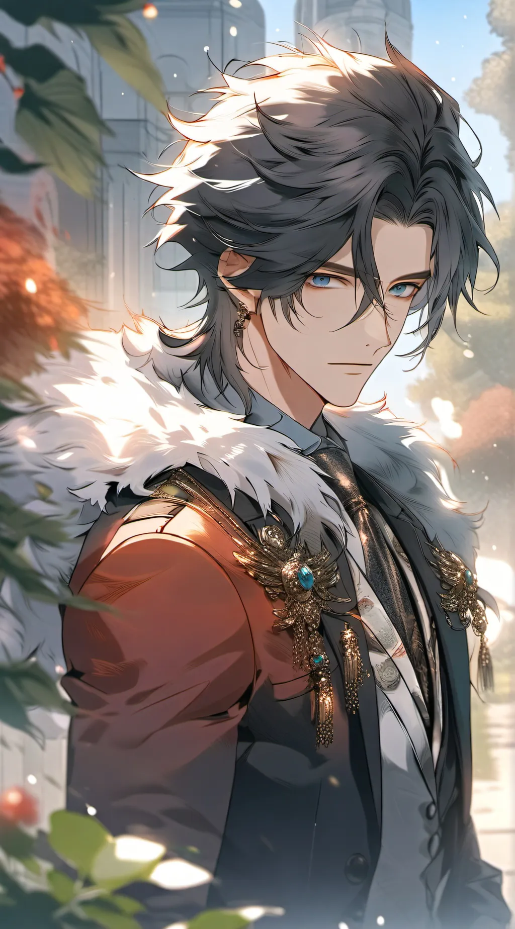 ai character: charlie grey background