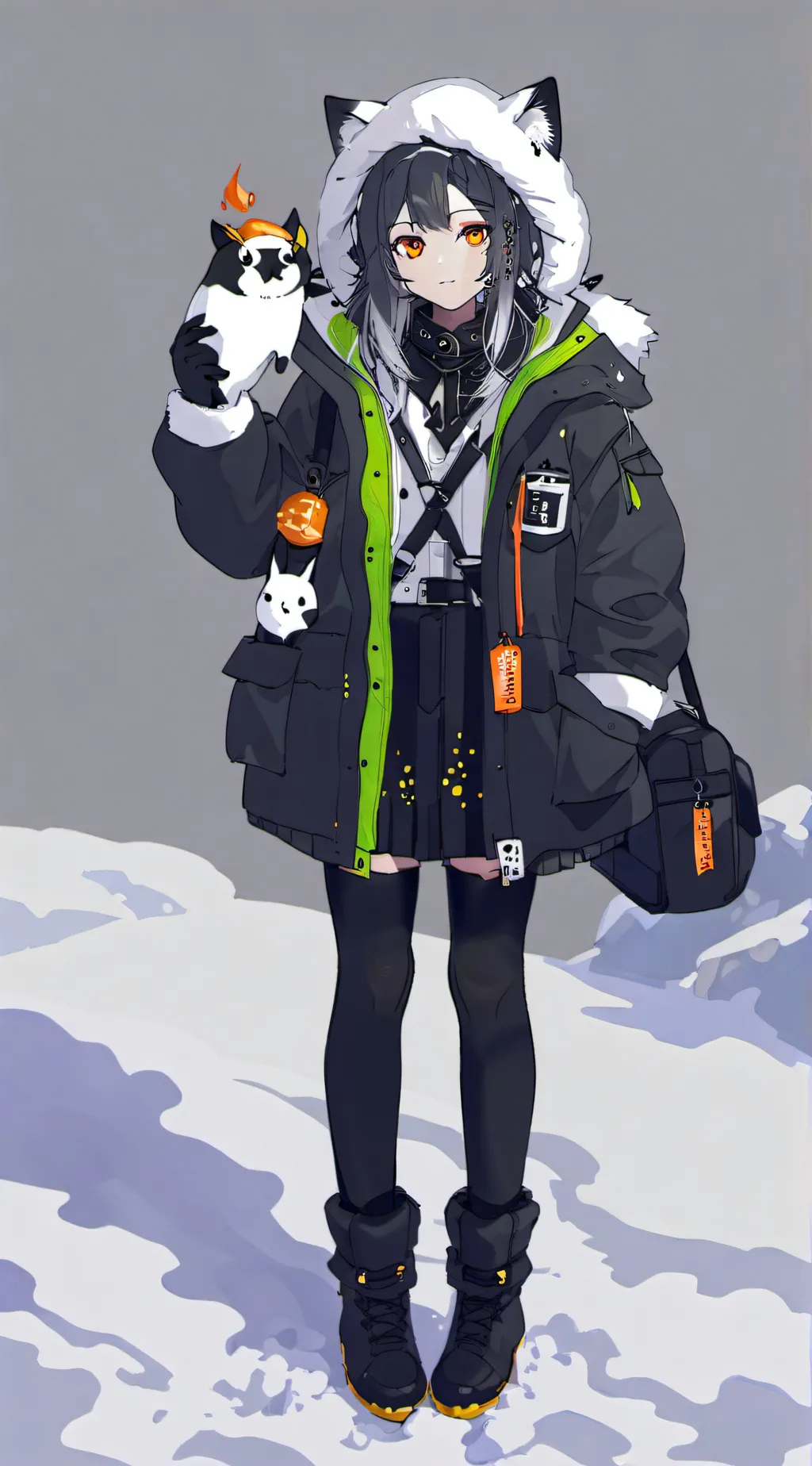 ai character: snow background