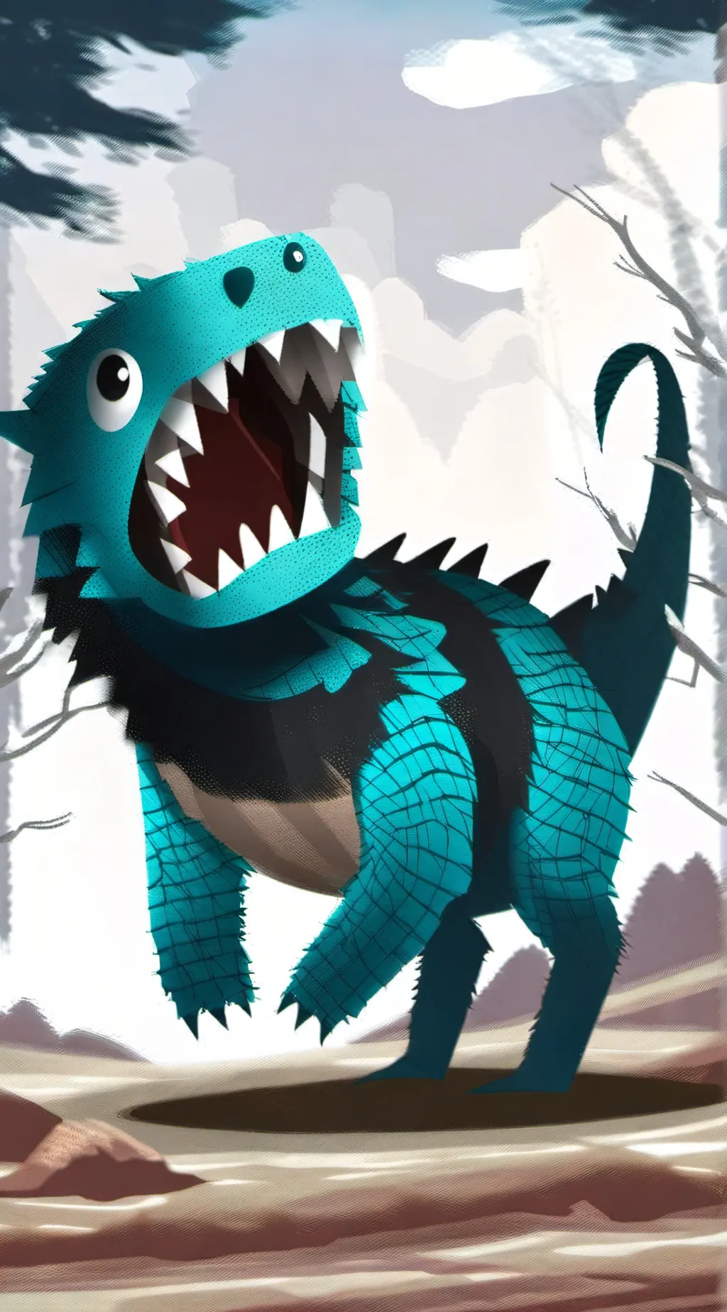 ai character: Cyan background