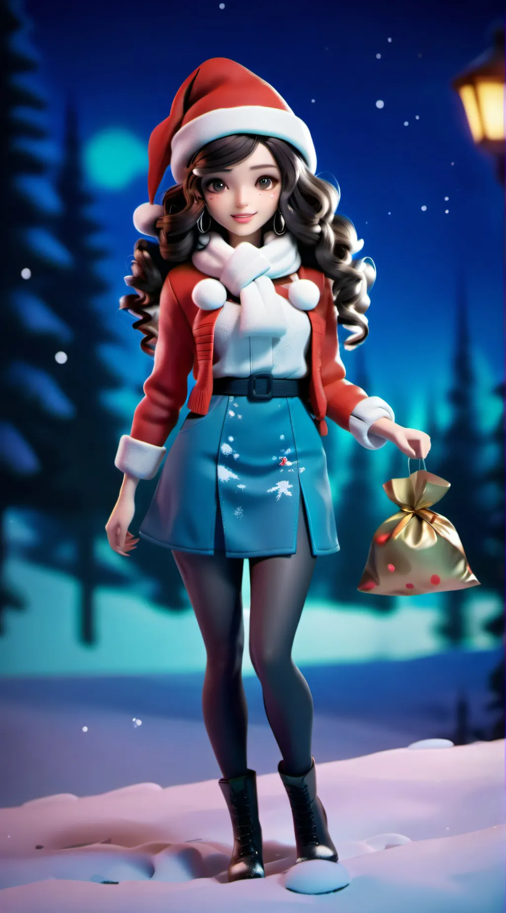 ai character: luna (Christmas) background