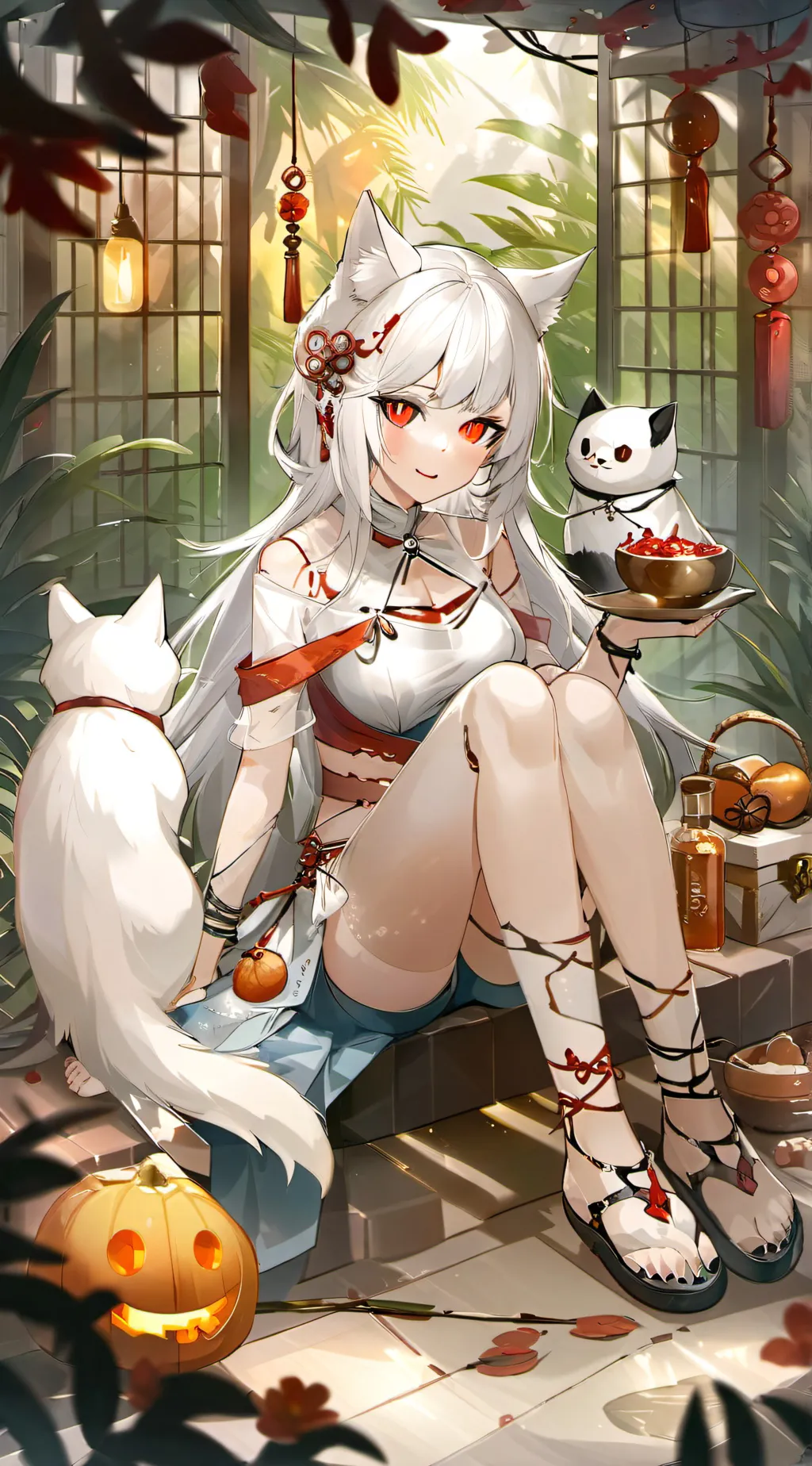 ai character: cat girl background