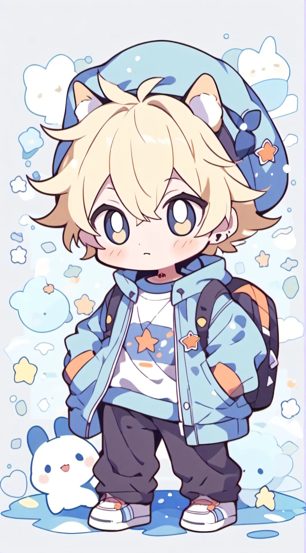 ai character: blueberry background