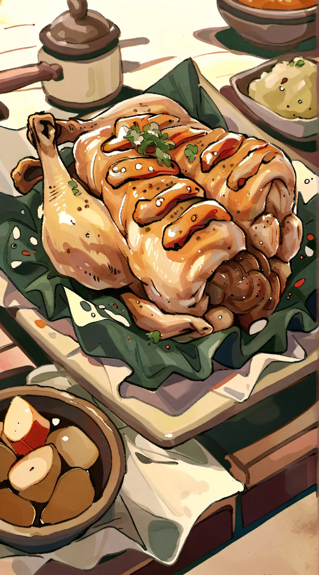 ai character: Cooked Chicken  background