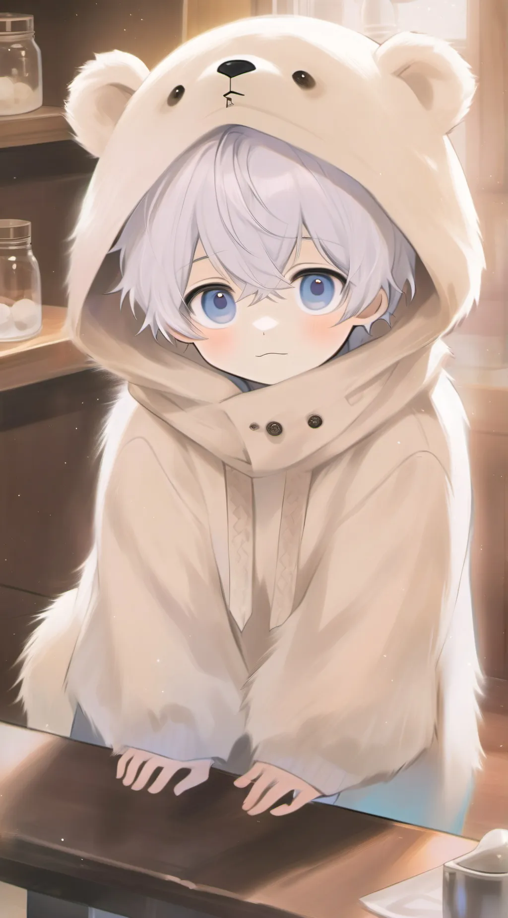 ai character: Frosty Polar Bear Furry background