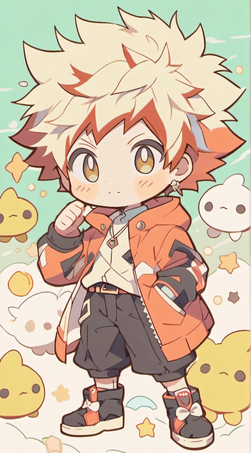 ai character: Bakugo is chibi background