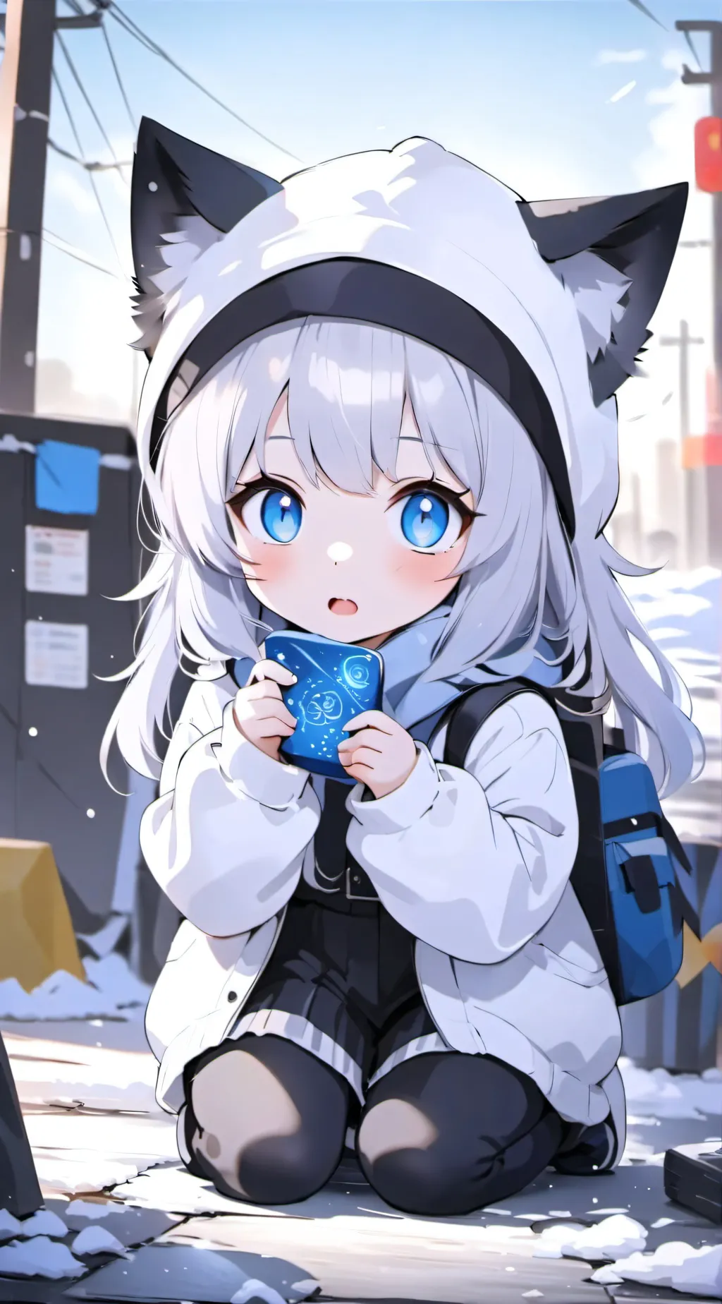 ai character: Spirit, angel cat background