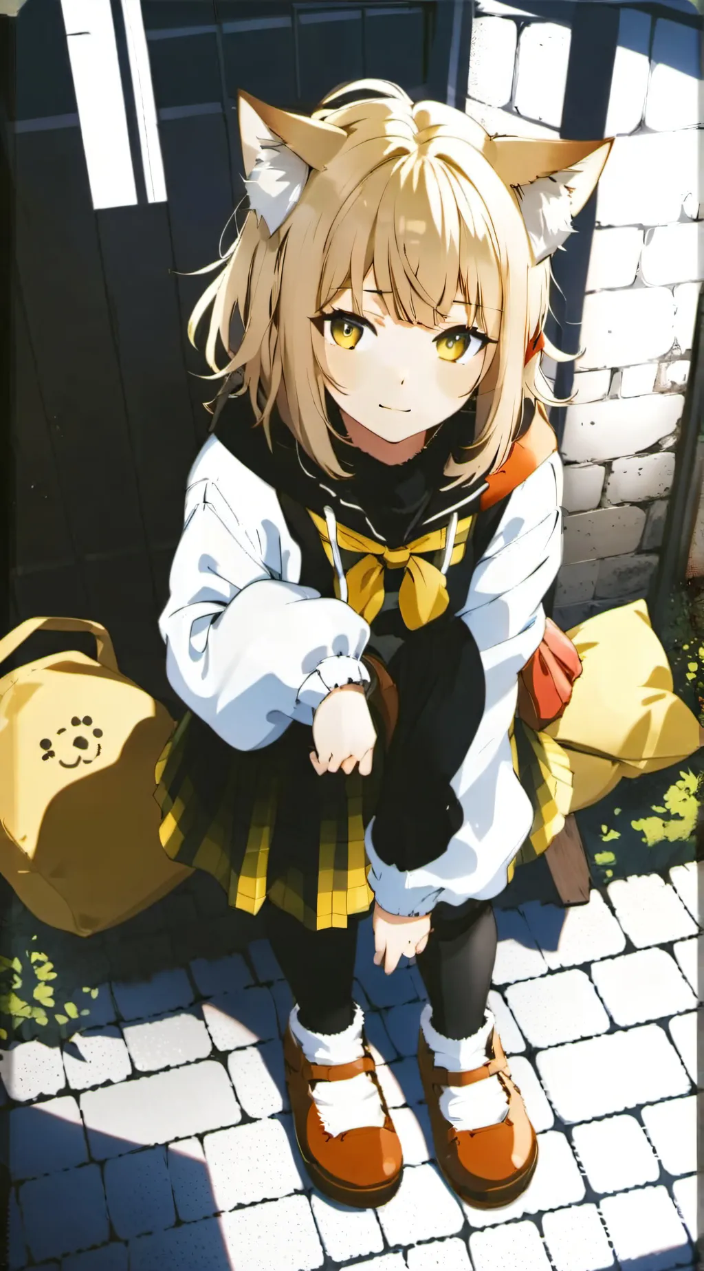 ai character: homeless catgirl background