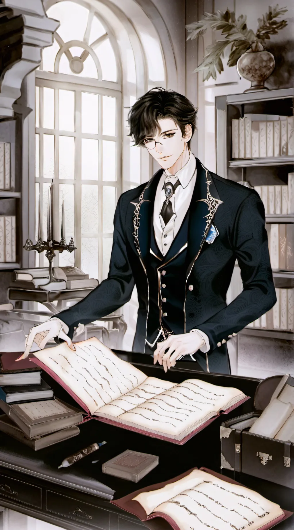 ai character: 𖤛Sebastian 𖤛 background