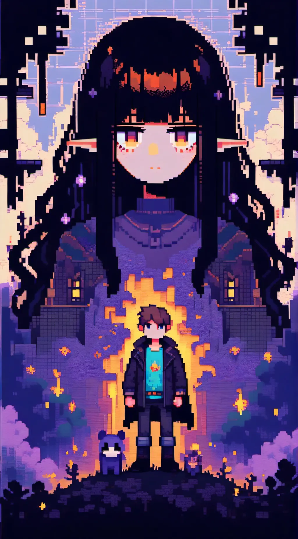 ai character: Herobrine vs wenda background