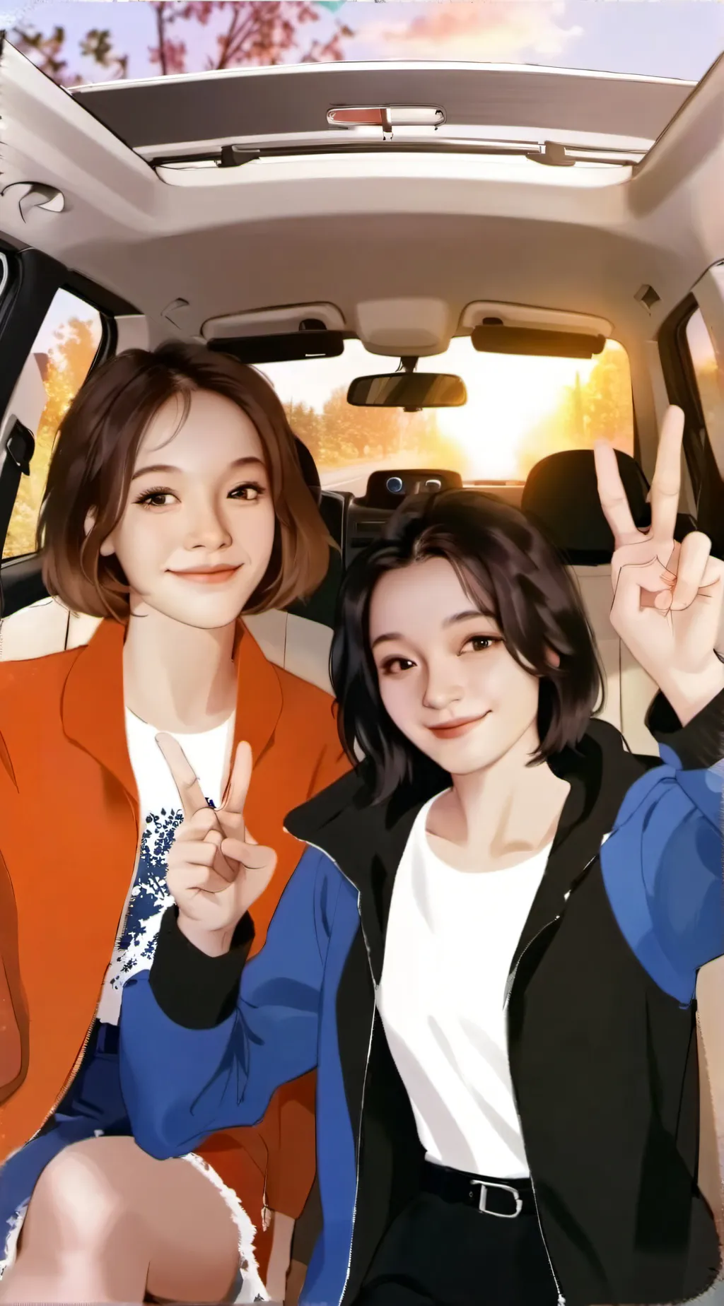 ai character: Emma and Nina💗🫶 background