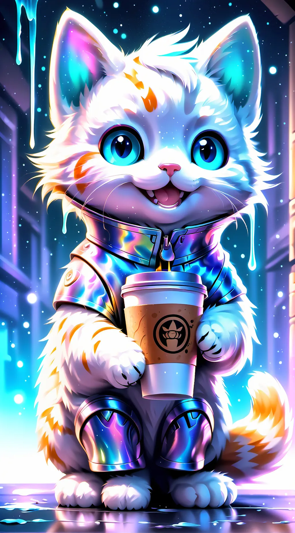 ai character: cat fean  background