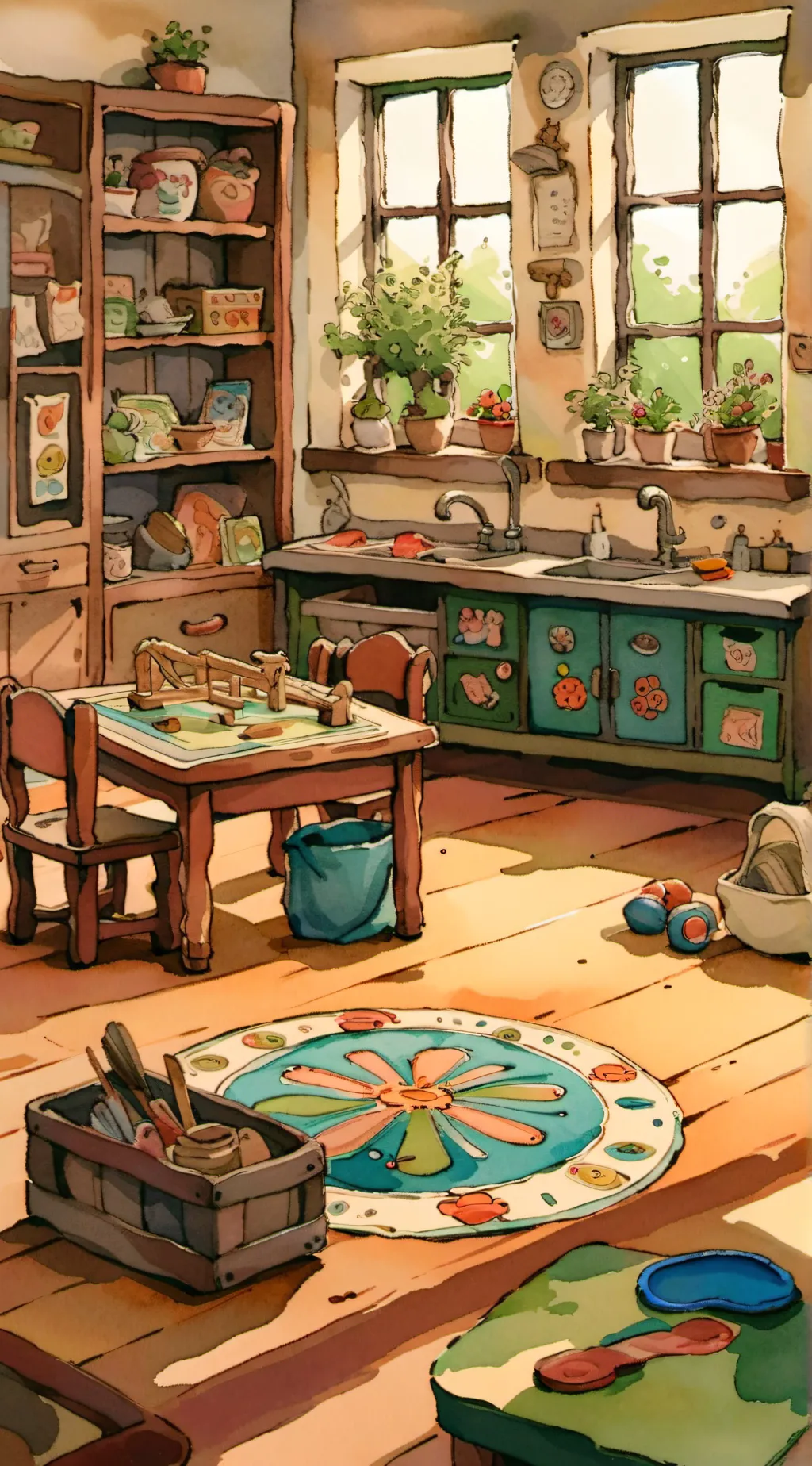 ai character: Sun and moon show background