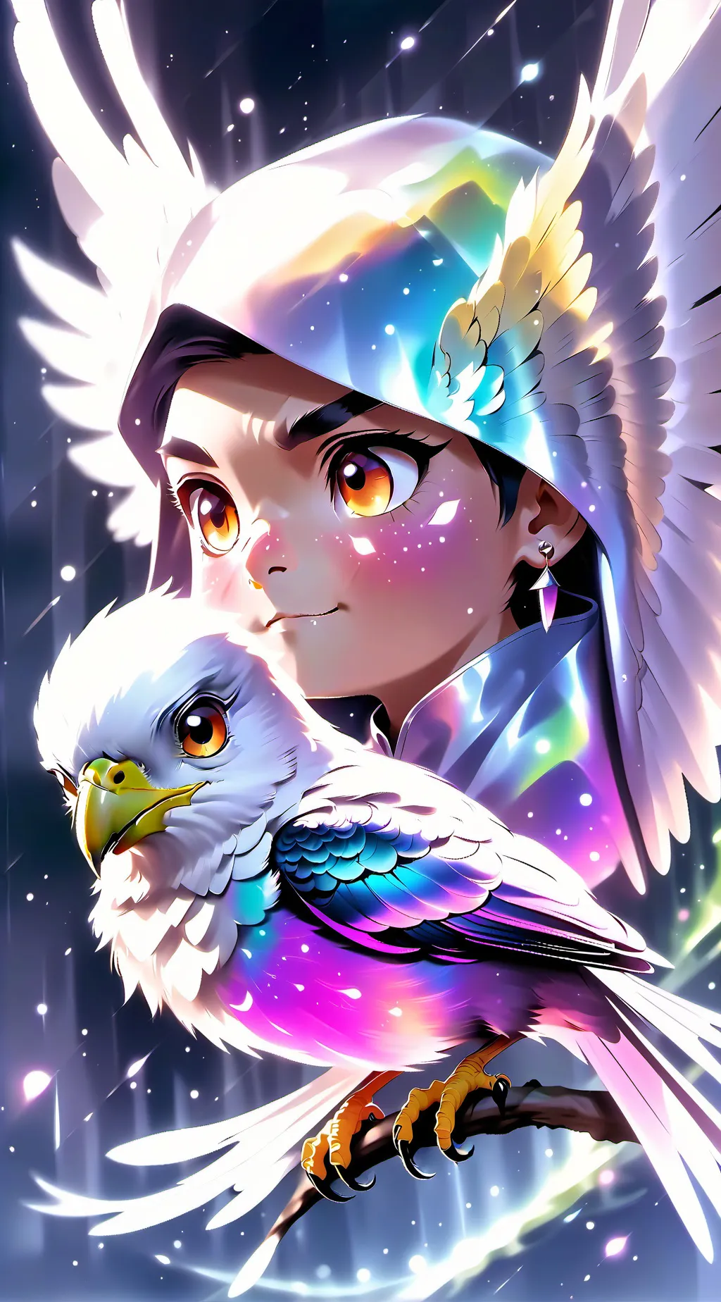 ai character: magic bird  background