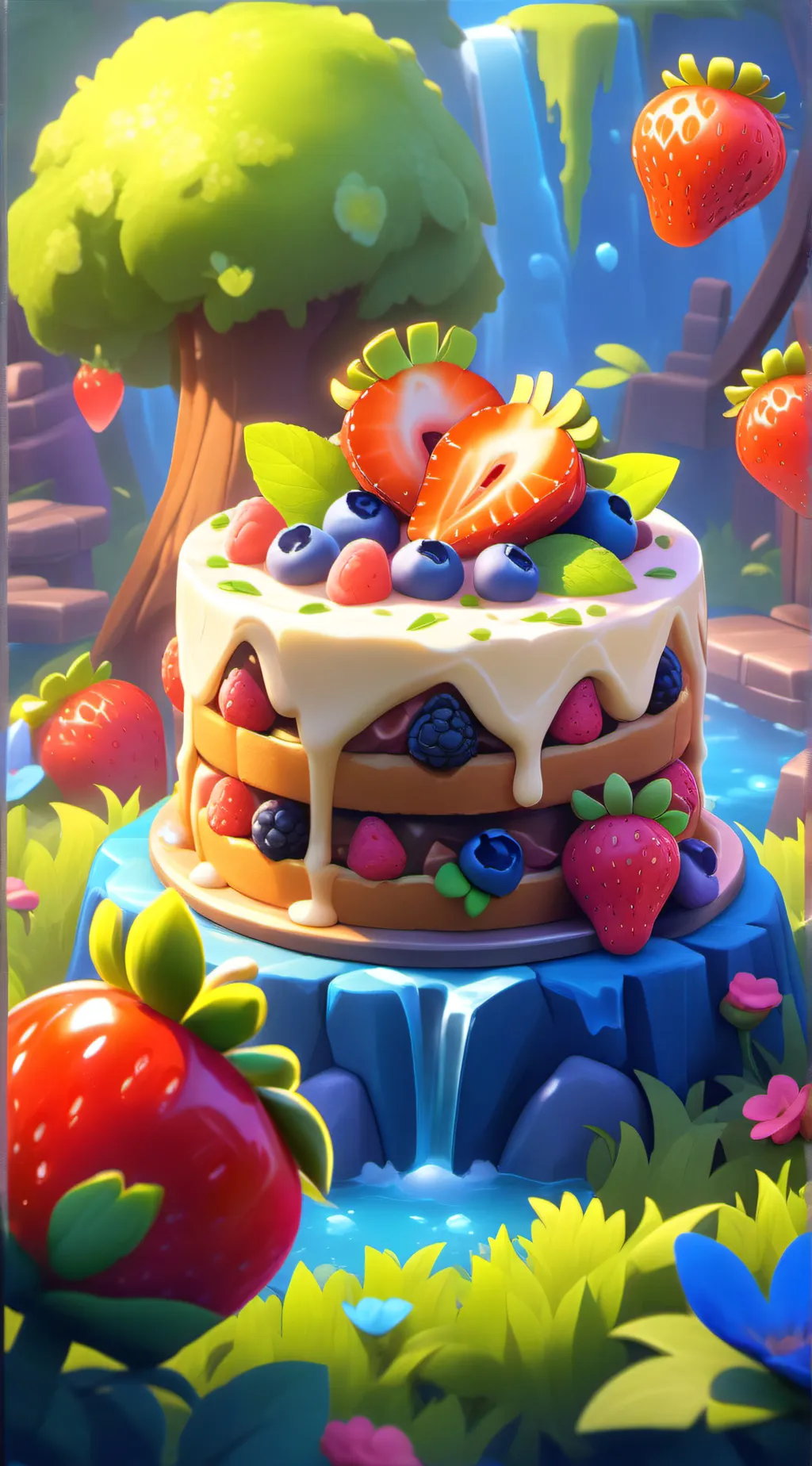 ai character: strawbery short🍰 background