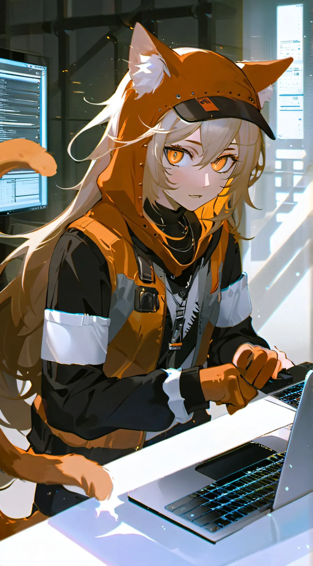 ai character: Sparkle the Feline Electrician background