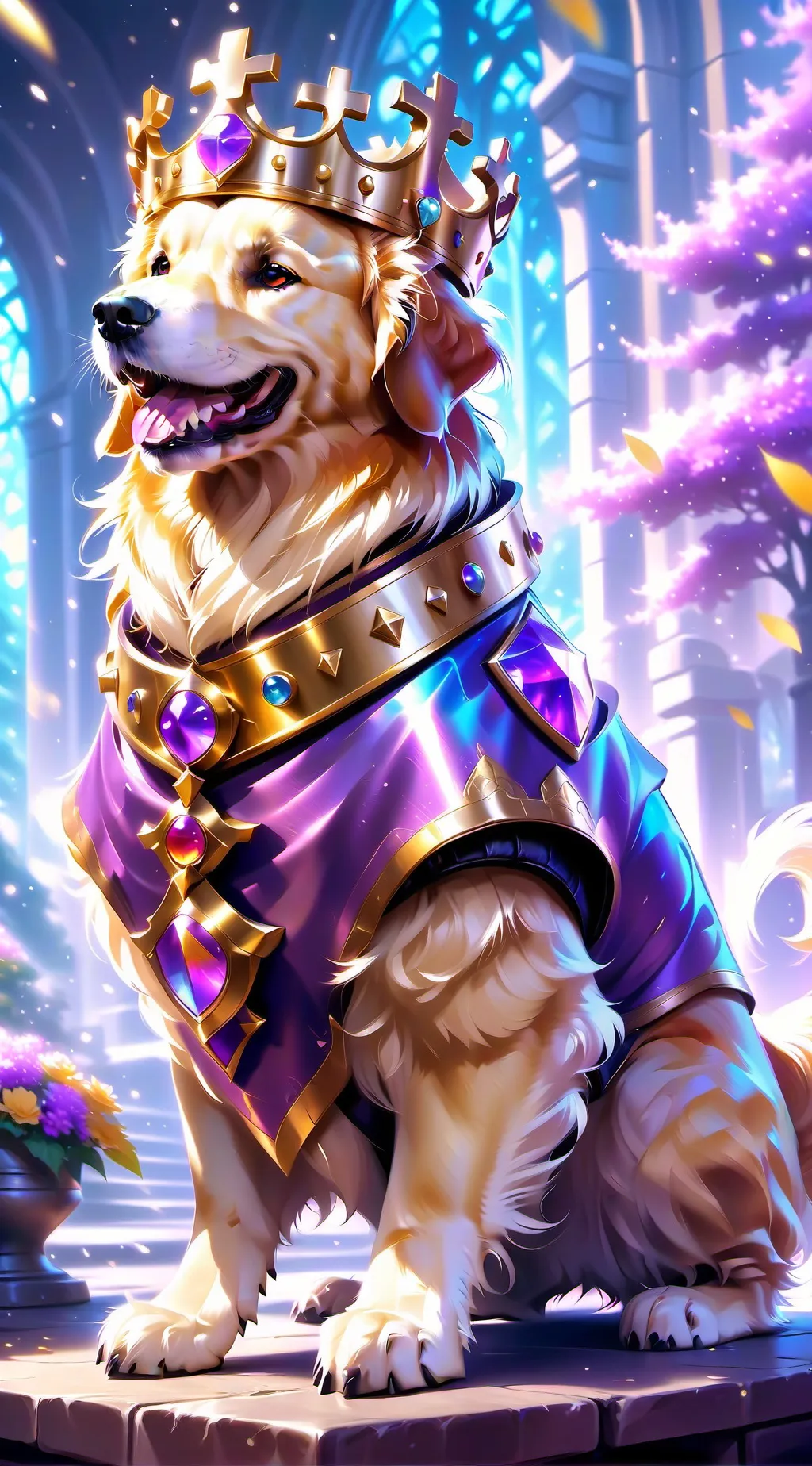 ai character: The king of dogs. background
