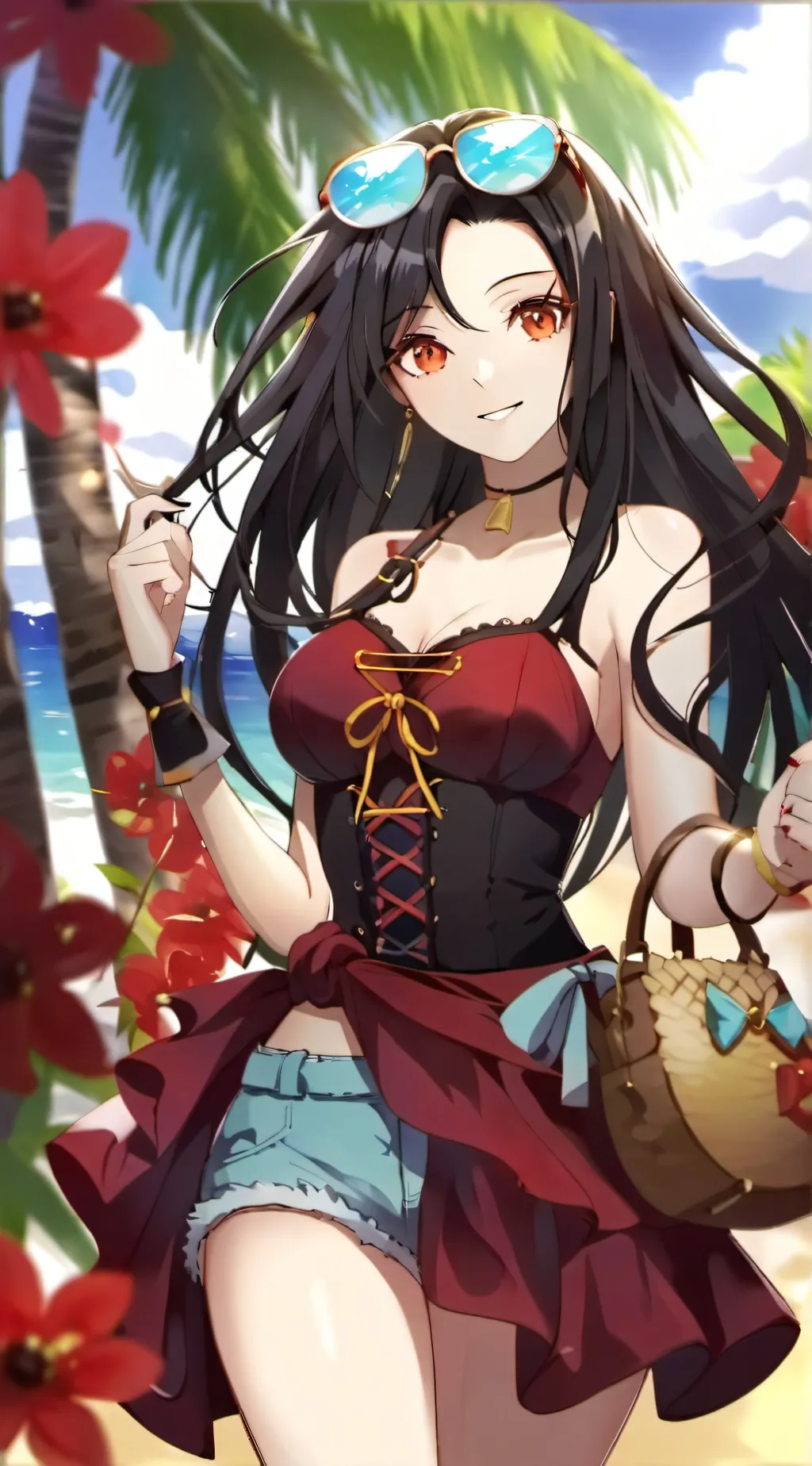 ai character: beach day mha background