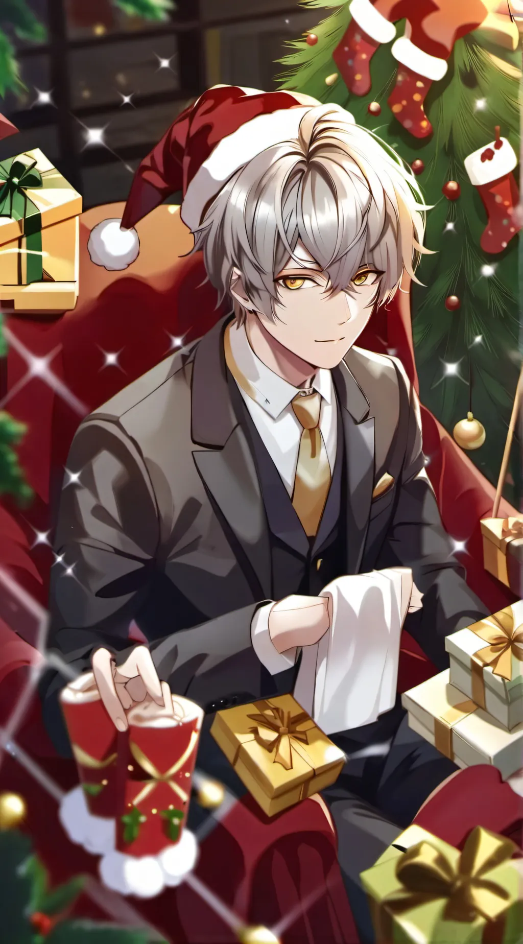 ai character: kny Christmas background