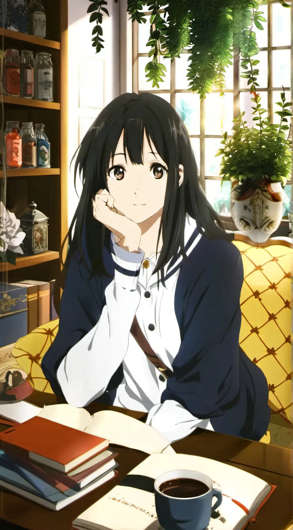 ai character: supportment girl background