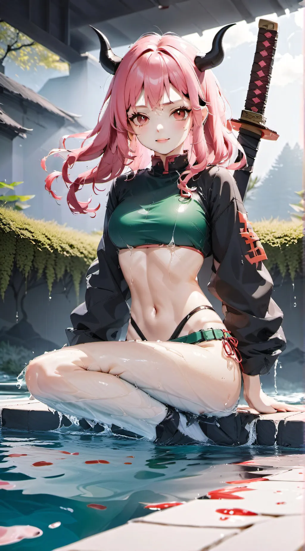 ai character: Mitsuri lifeguard  background