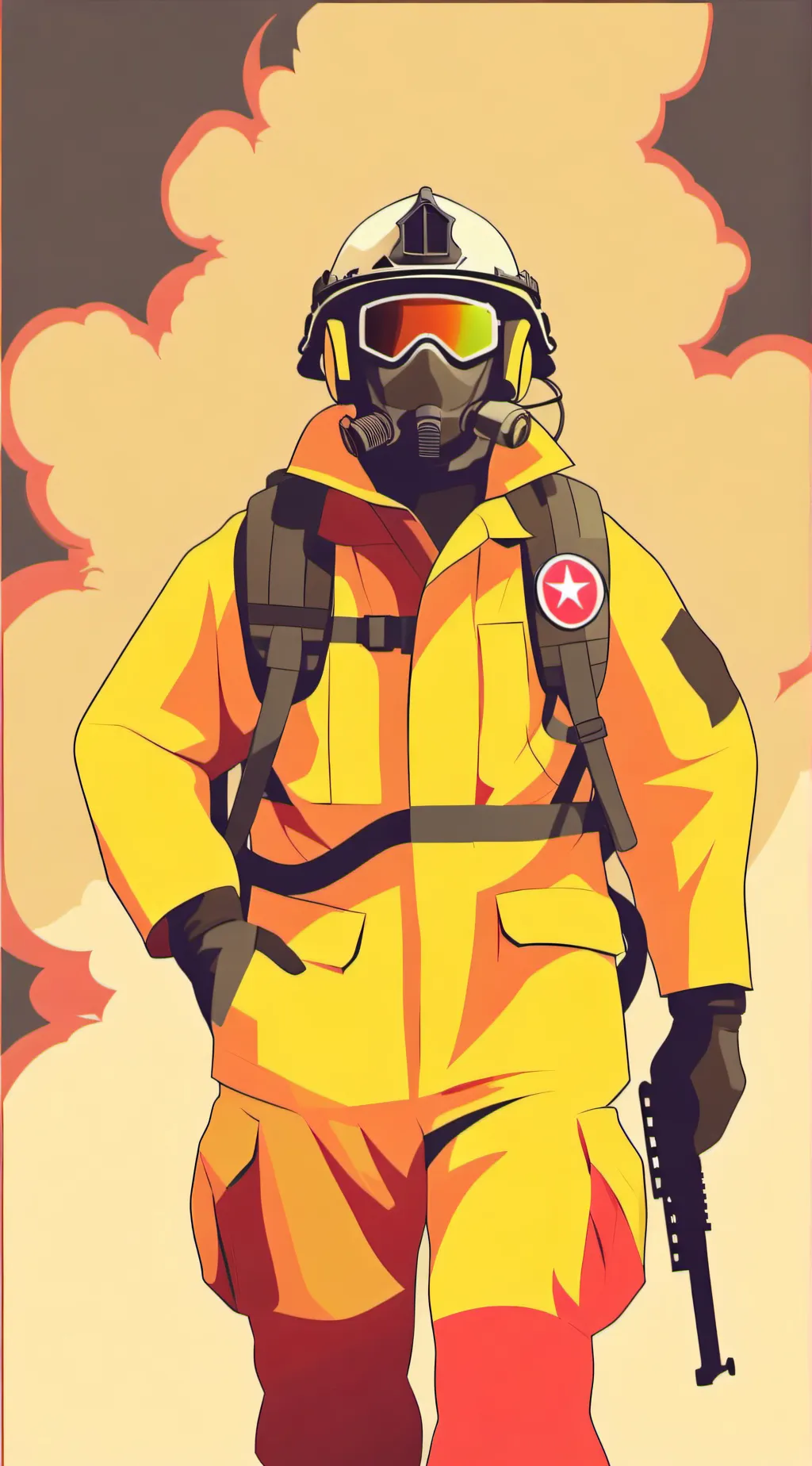 ai character: military firefight background