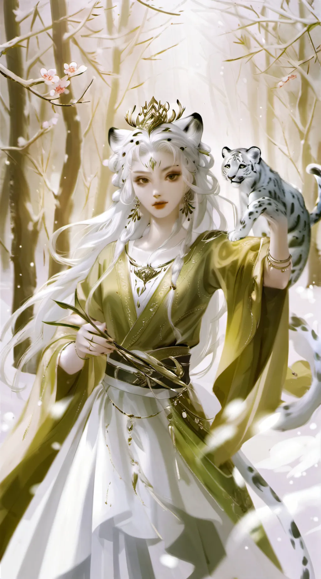 ai character: Snow leopard  background