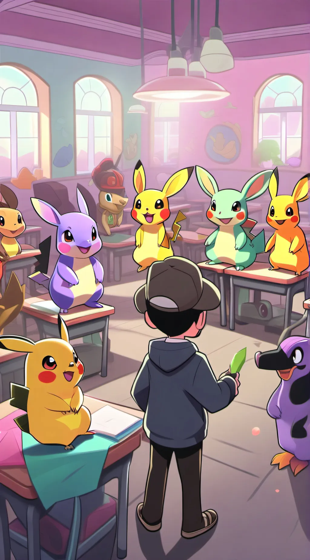 ai character: Pokémon school  background