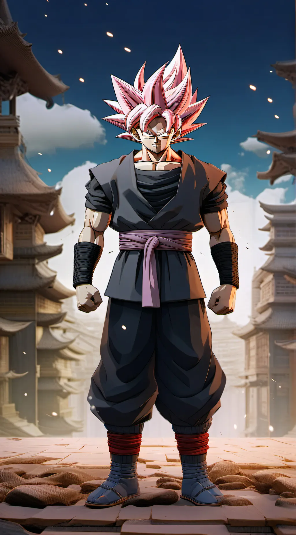 ai character: Goku black (rose) background