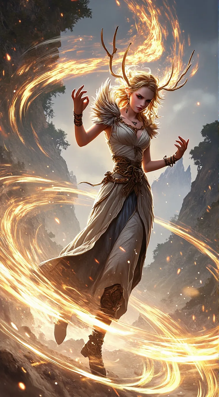 ai character: Ember ￼ the druid background