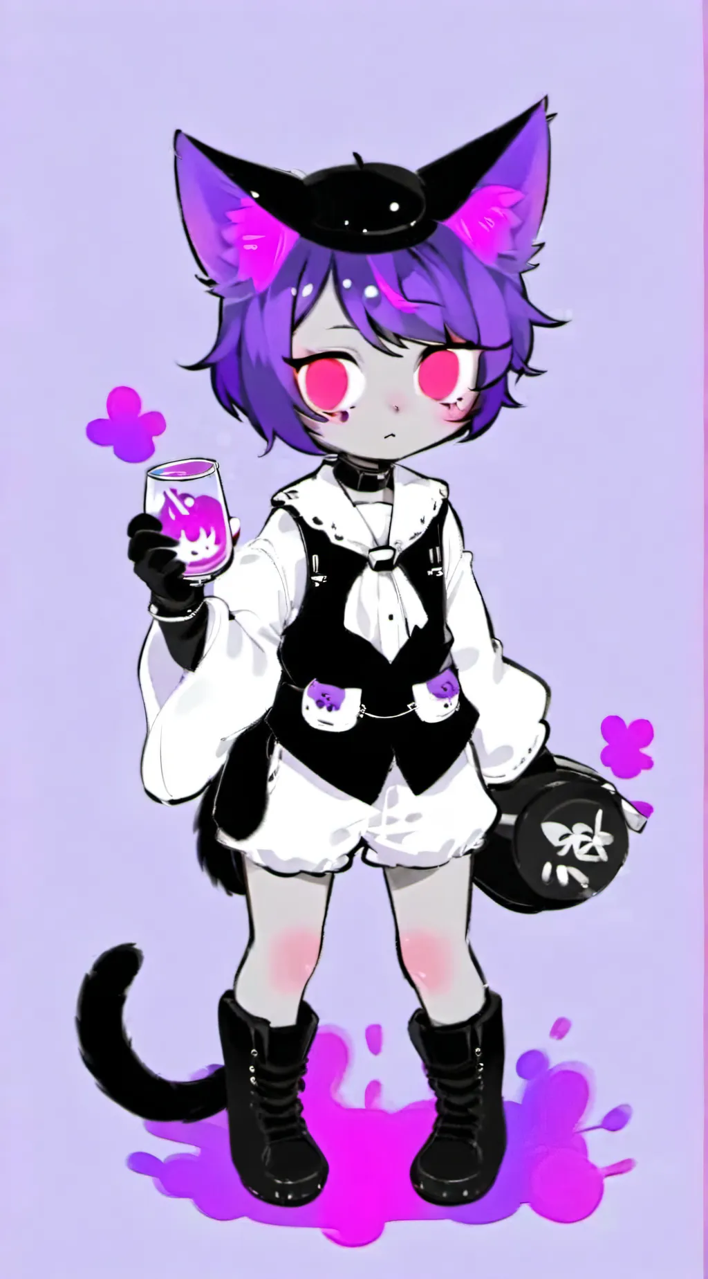 ai character: Cat girl Uzi background