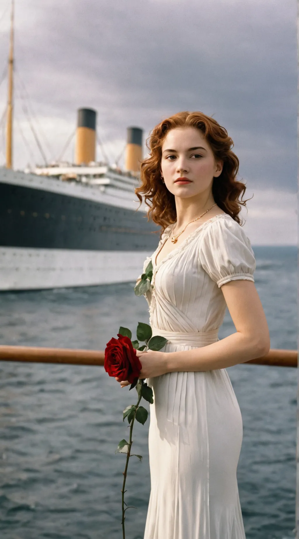 ai character: rose from titanic background