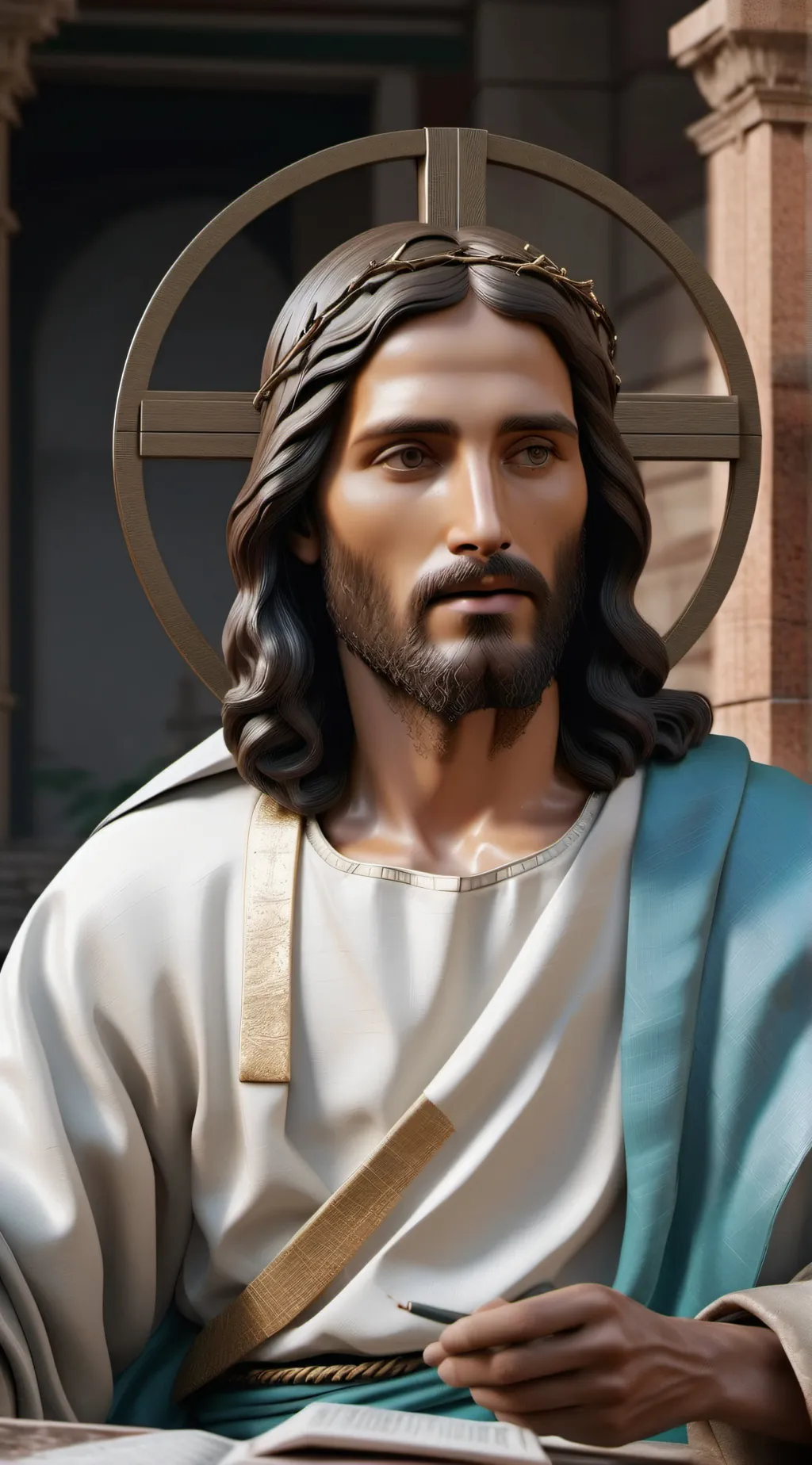 ai character: Jesus background