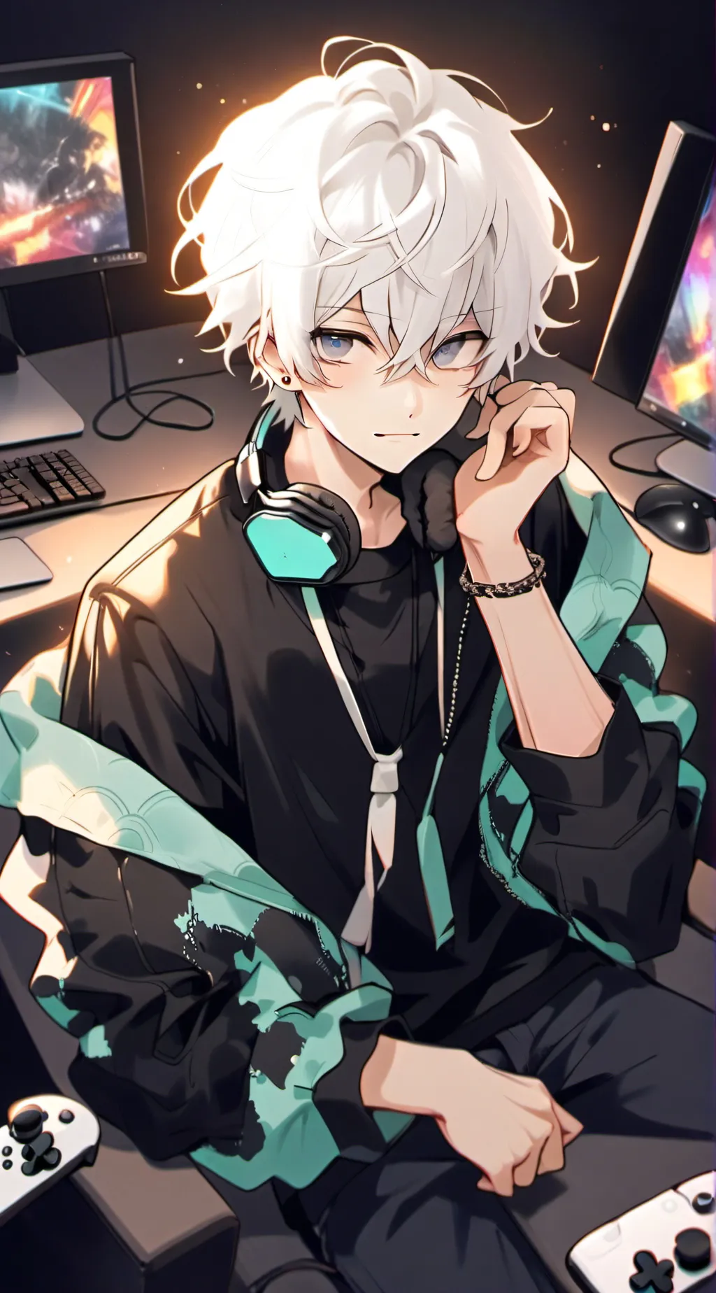 ai character: White-Haired Gamer Rival background