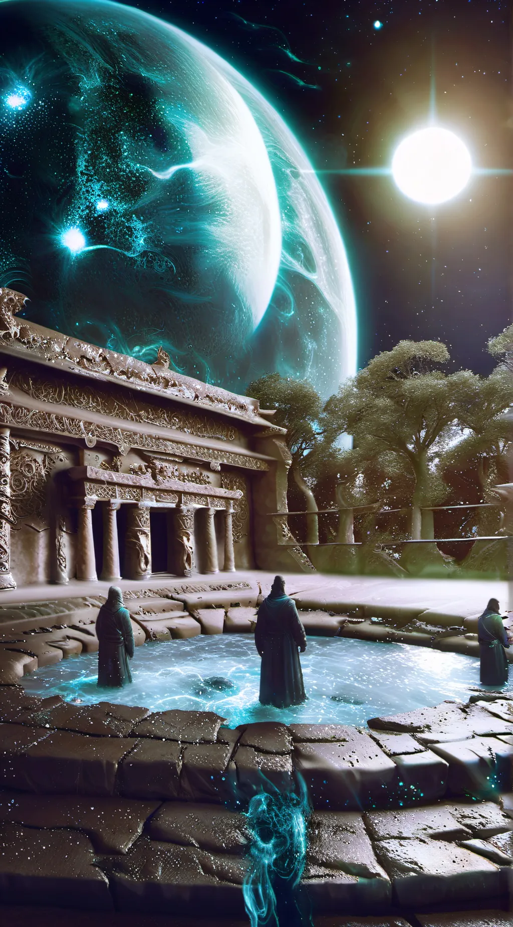 ai character: Sun and moon show background