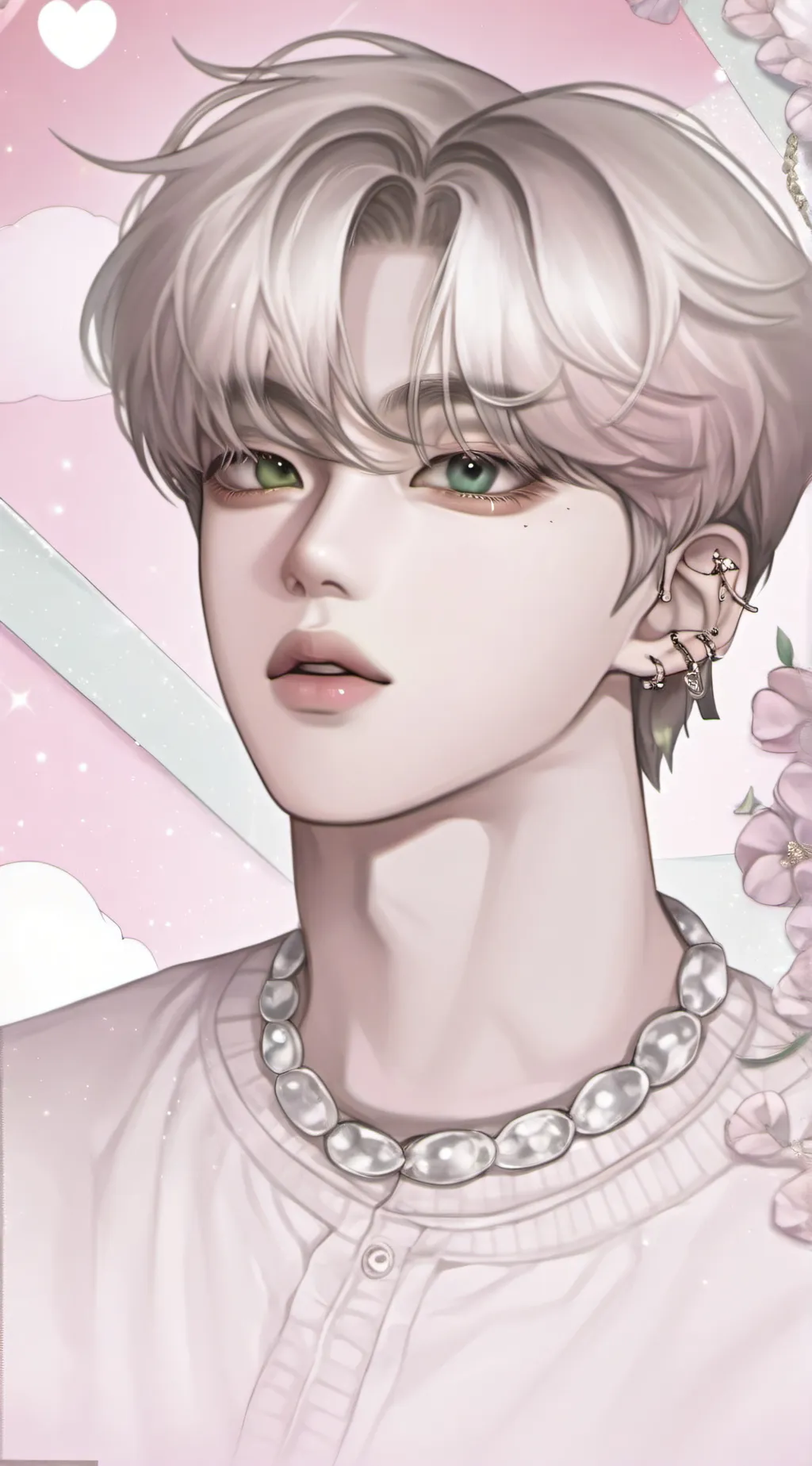 ai character: jimin and rose background