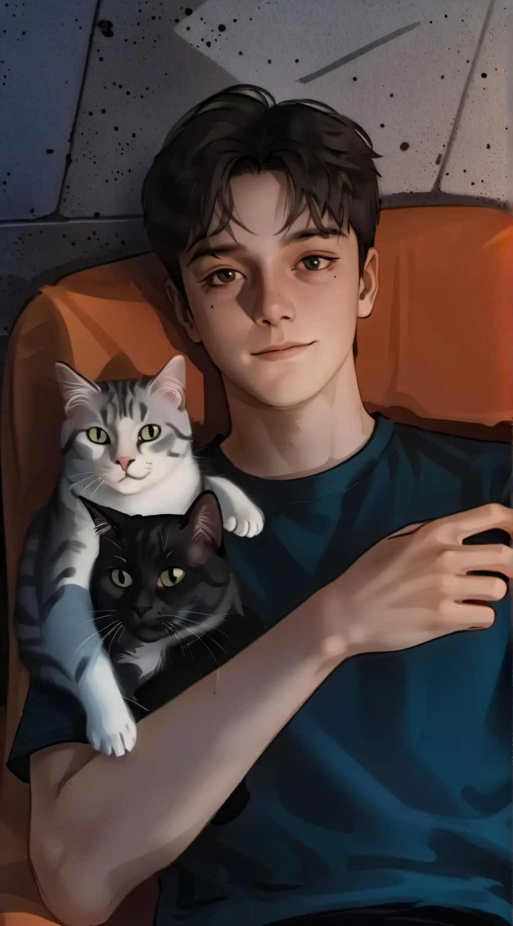 ai character: Alan. (chico gato) background