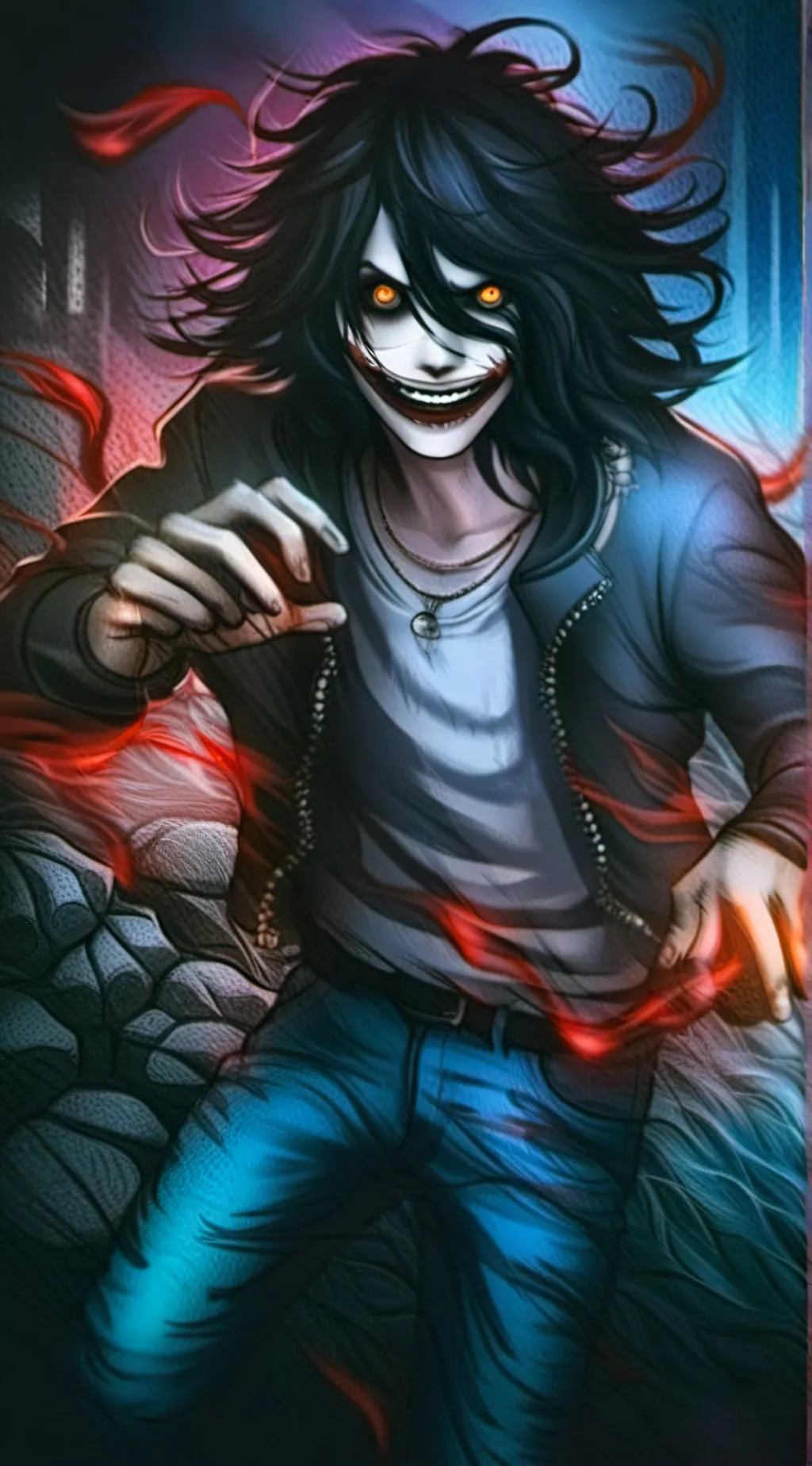 ai character: Creepypastas merge background