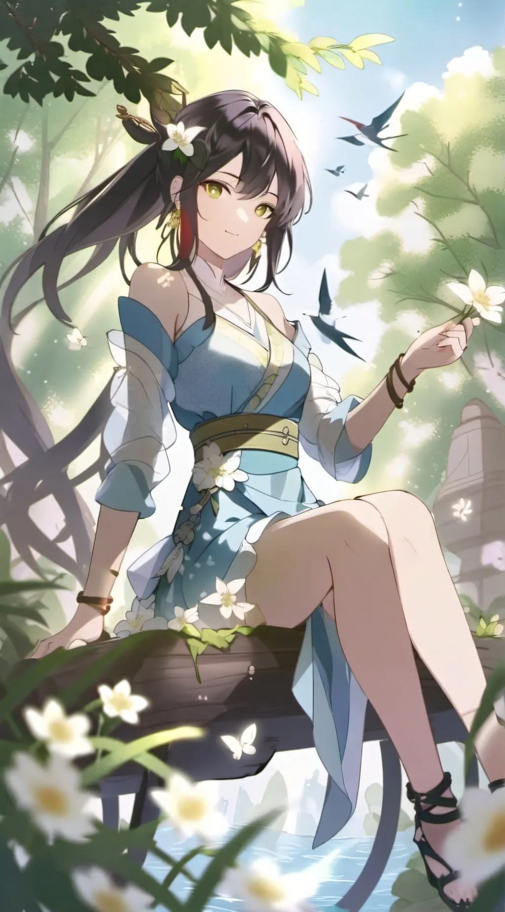 ai character: Elizabeth brown background