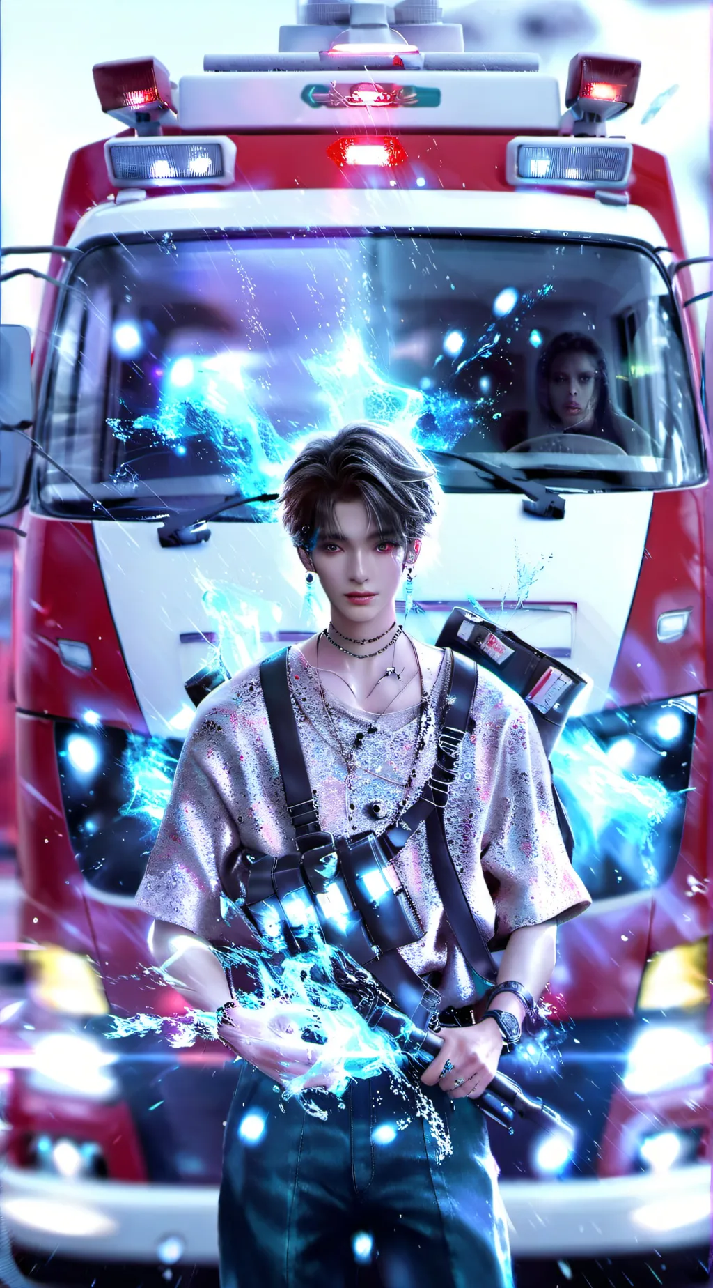 ai character: your red ambulance background