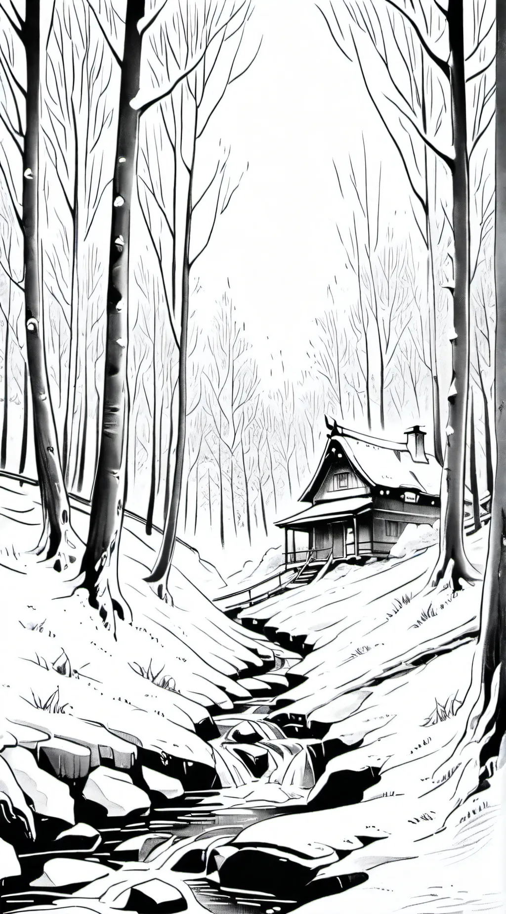 ai character: kny snowy mission. background