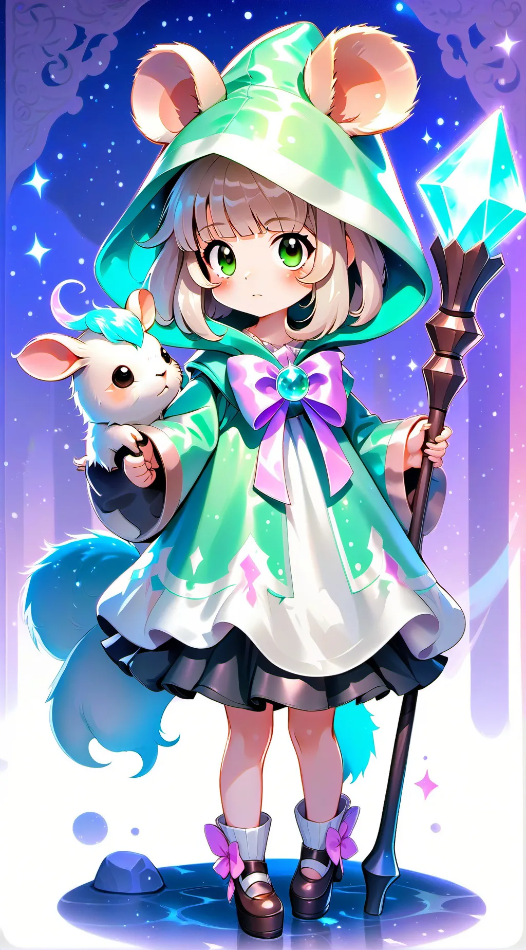 ai character: Emerald background