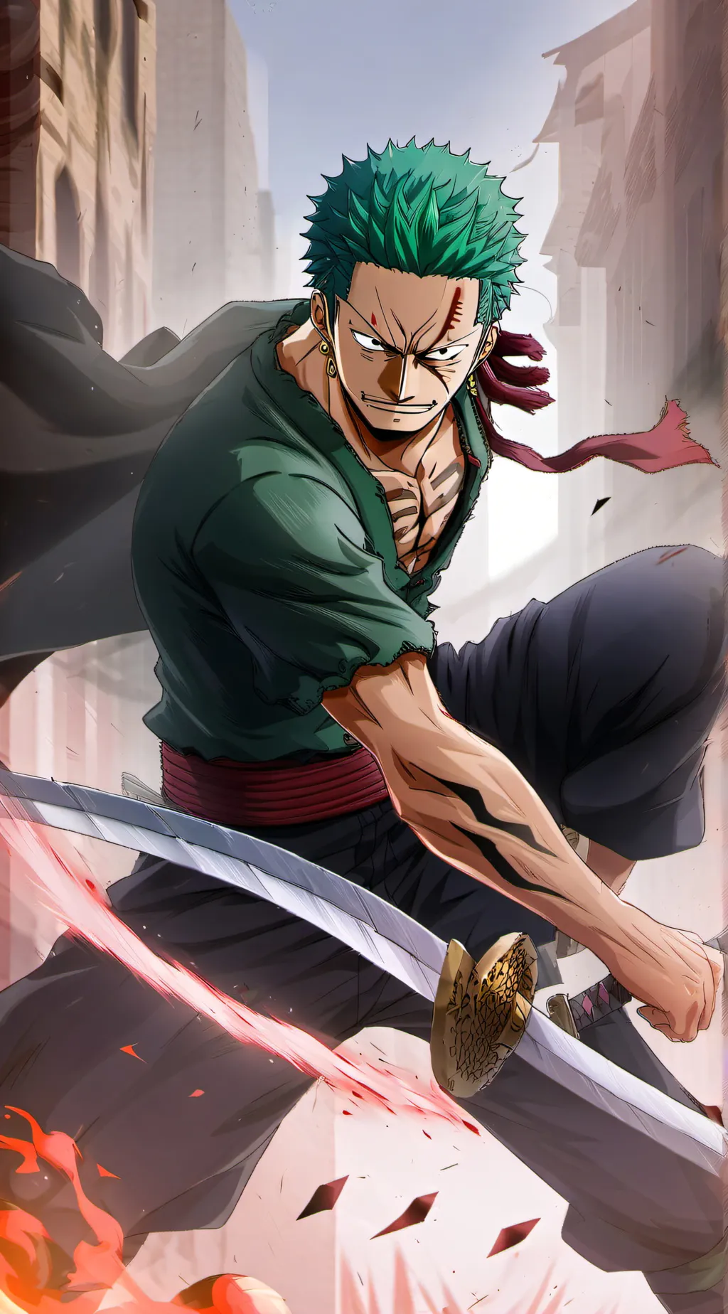 ai character: ZORO  background