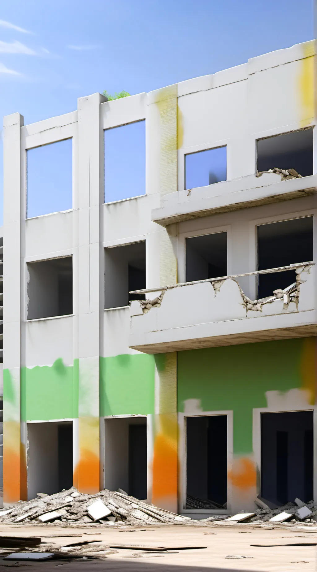 ai character: abandoned building background